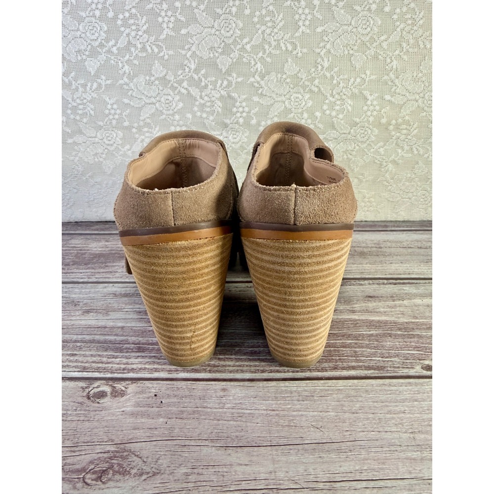 Sole Society Wilshire Taupe Cow Suede Fringe Block Heel Mule Booties Womens 7.5 - Picture 9 of 17